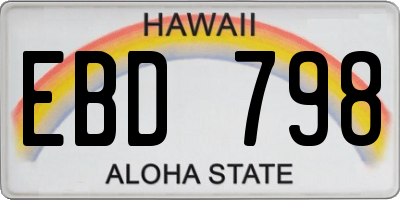 HI license plate EBD798