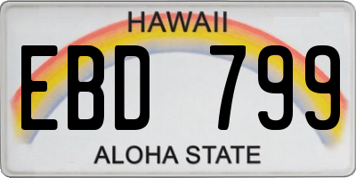 HI license plate EBD799