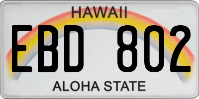 HI license plate EBD802