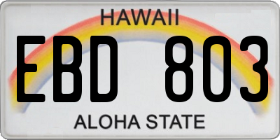 HI license plate EBD803