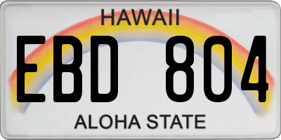 HI license plate EBD804