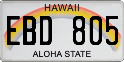 HI license plate EBD805