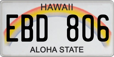 HI license plate EBD806