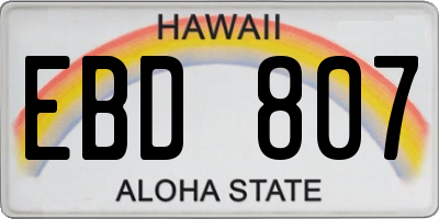 HI license plate EBD807