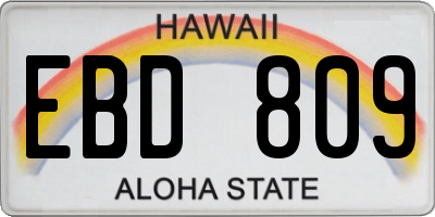 HI license plate EBD809