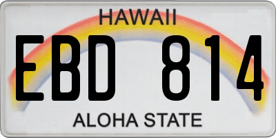 HI license plate EBD814