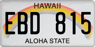 HI license plate EBD815