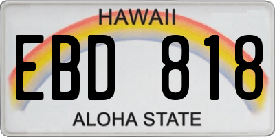 HI license plate EBD818