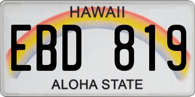 HI license plate EBD819