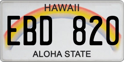 HI license plate EBD820