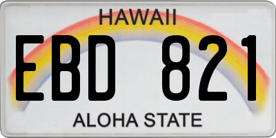 HI license plate EBD821