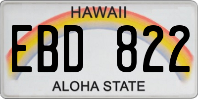 HI license plate EBD822