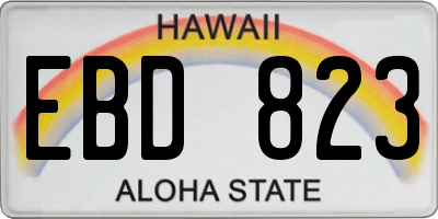 HI license plate EBD823