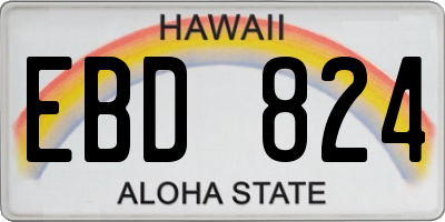 HI license plate EBD824