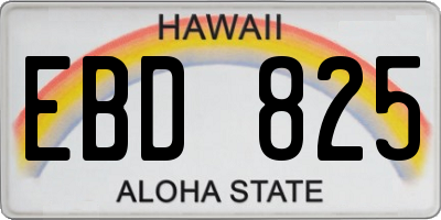 HI license plate EBD825