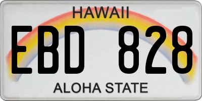 HI license plate EBD828