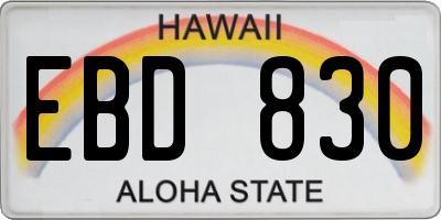 HI license plate EBD830