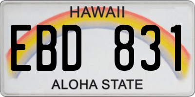 HI license plate EBD831