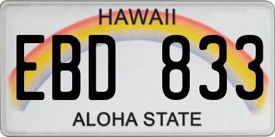 HI license plate EBD833