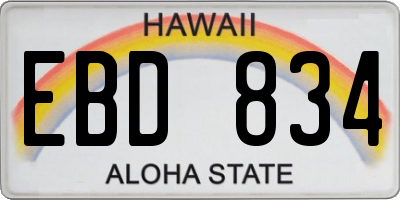 HI license plate EBD834