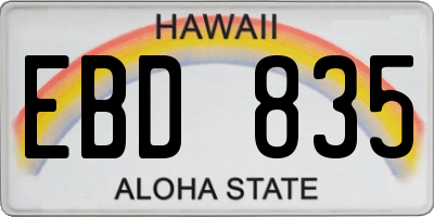 HI license plate EBD835