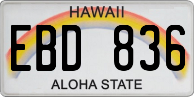 HI license plate EBD836