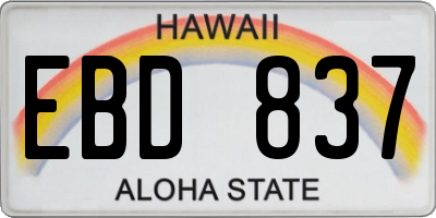 HI license plate EBD837