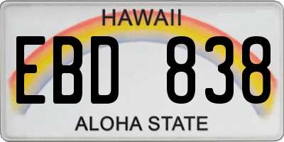 HI license plate EBD838