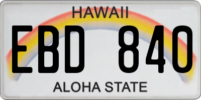 HI license plate EBD840