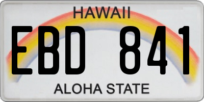 HI license plate EBD841