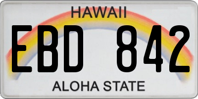 HI license plate EBD842