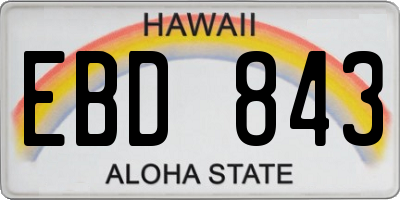 HI license plate EBD843