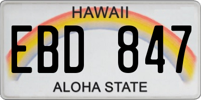 HI license plate EBD847