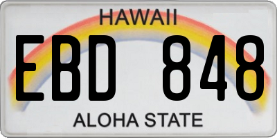 HI license plate EBD848