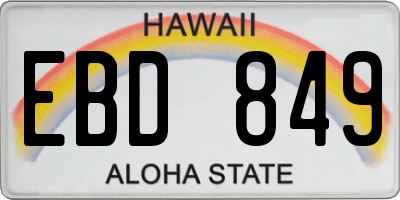 HI license plate EBD849