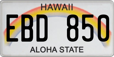 HI license plate EBD850