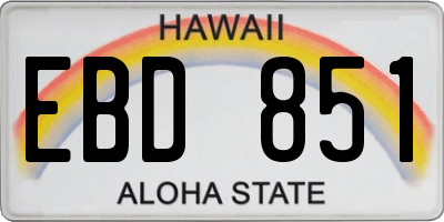 HI license plate EBD851