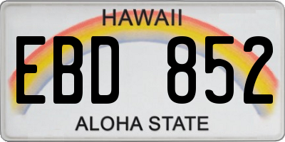 HI license plate EBD852