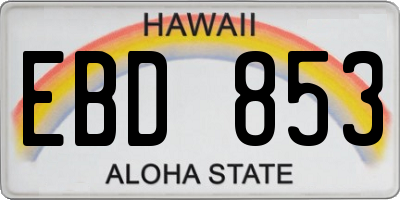 HI license plate EBD853