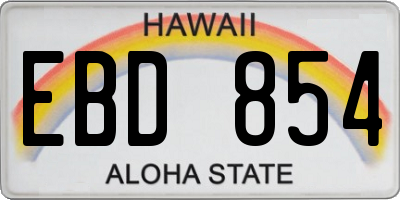 HI license plate EBD854