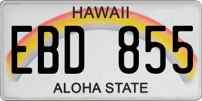 HI license plate EBD855