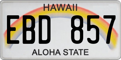 HI license plate EBD857