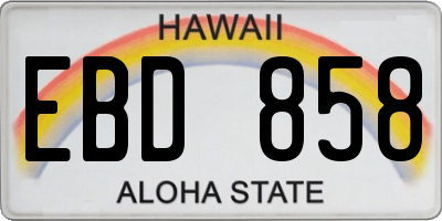 HI license plate EBD858