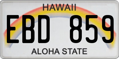 HI license plate EBD859