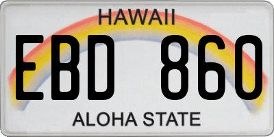 HI license plate EBD860