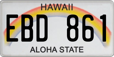 HI license plate EBD861