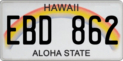 HI license plate EBD862