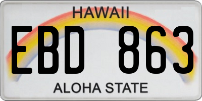 HI license plate EBD863