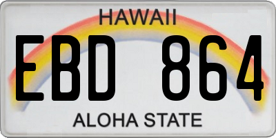 HI license plate EBD864