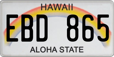 HI license plate EBD865